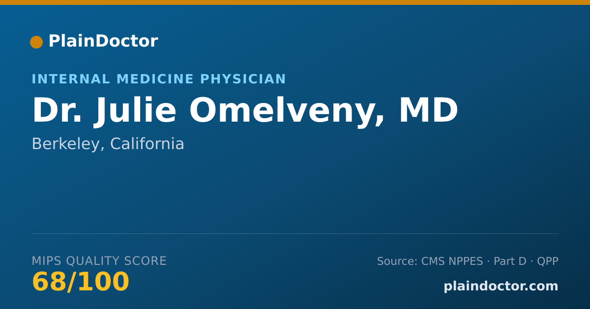 Shareable card for Julie Omelveny, MD - Internal Medicine Physician, Berkeley, CA