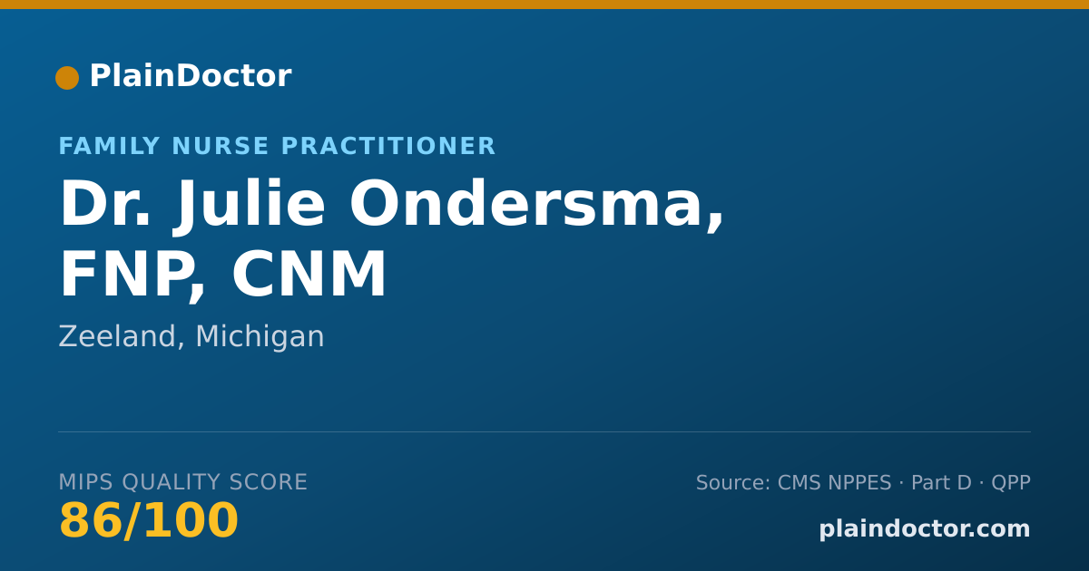 Shareable card for Julie Ondersma, FNP, CNM - Family Nurse Practitioner, Zeeland, MI