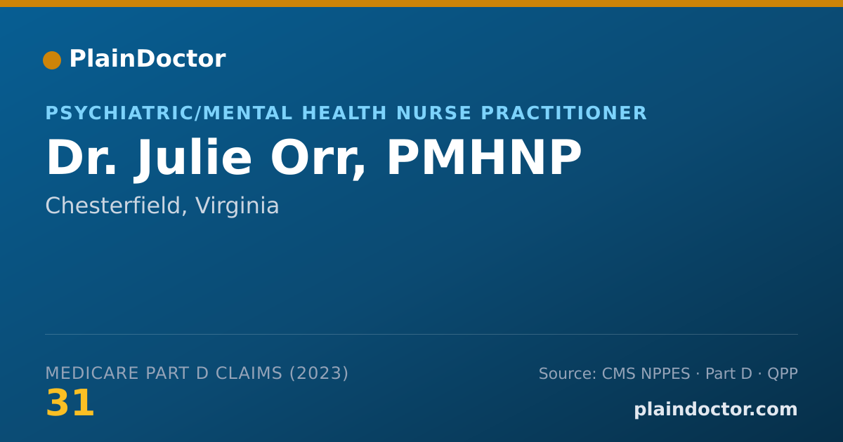 Shareable card for Julie Orr, PMHNP - Psychiatric/Mental Health Nurse Practitioner, Chesterfield, VA