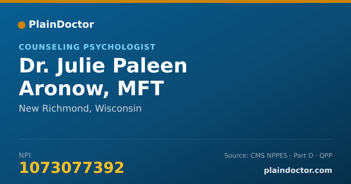 Shareable card for Julie Paleen Aronow, MFT - Counseling Psychologist, New Richmond, WI