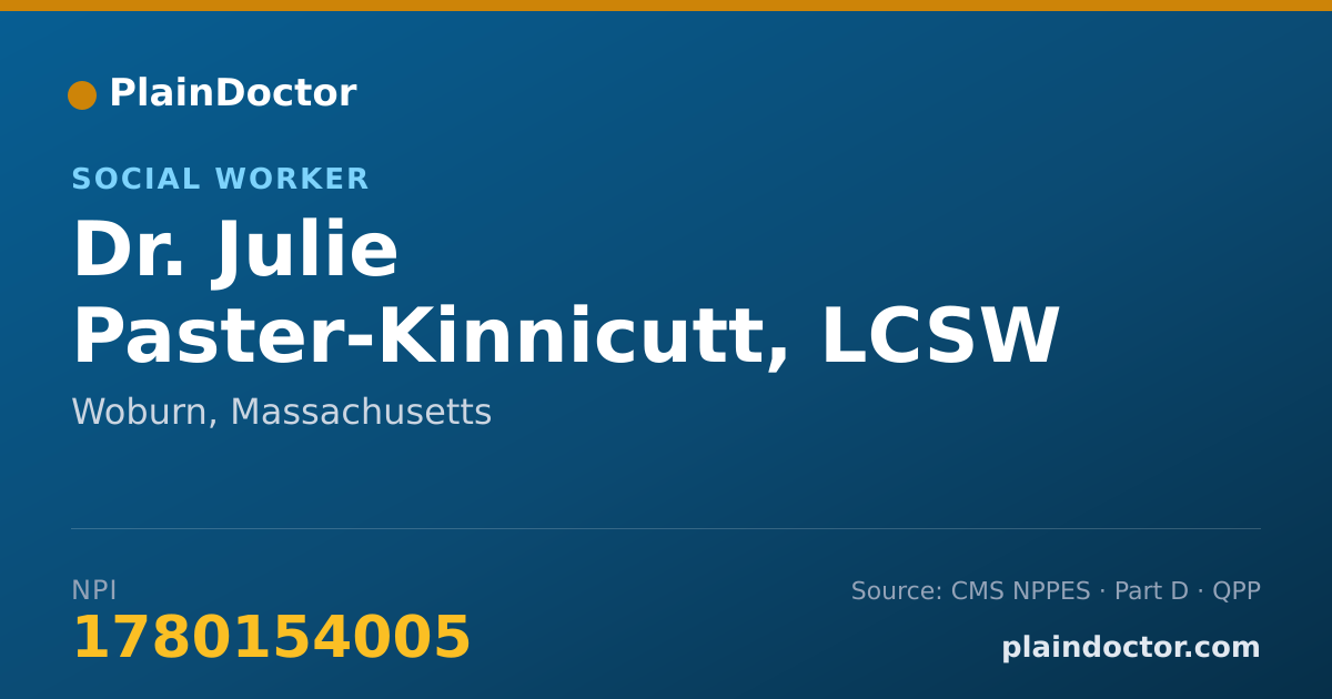Shareable card for Julie Paster-Kinnicutt, LCSW - Social Worker, Woburn, MA