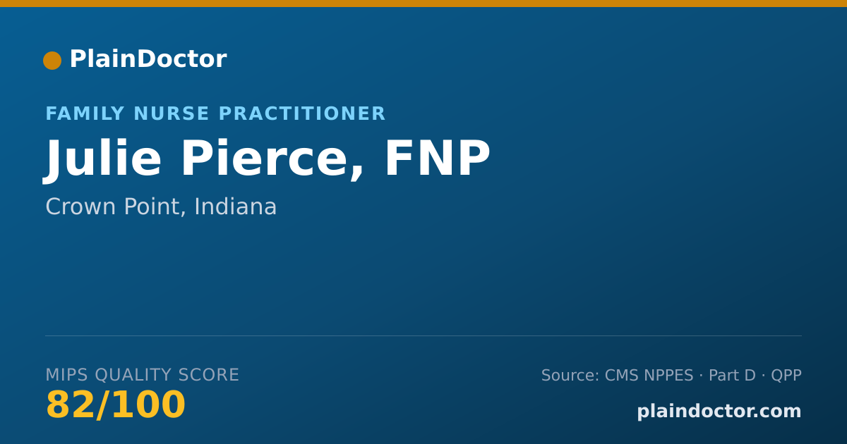 Shareable card for Julie Pierce, FNP - Family Nurse Practitioner, Crown Point, IN