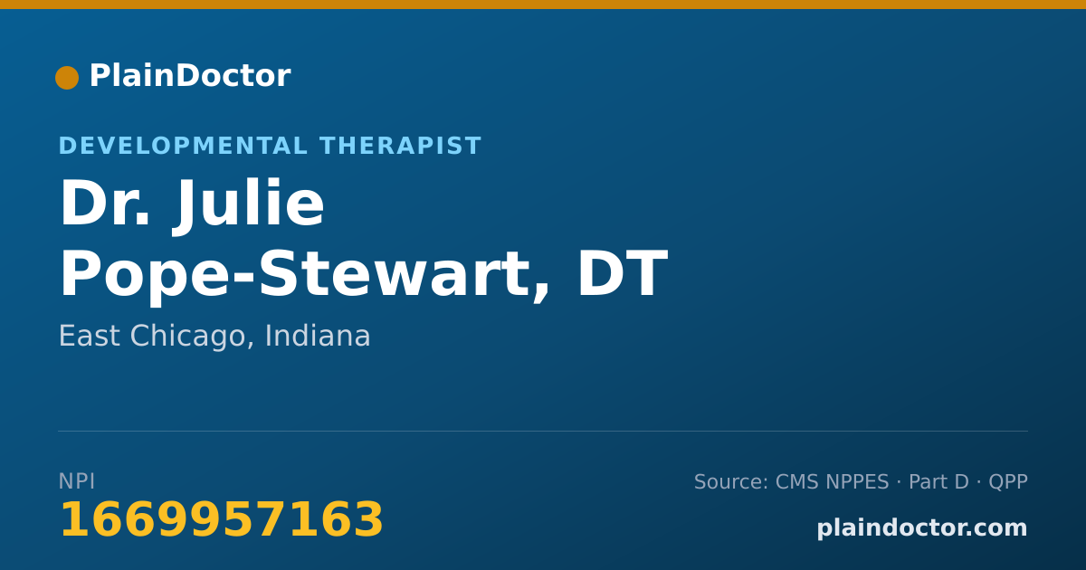 Shareable card for Julie Pope-Stewart, DT - Developmental Therapist, East Chicago, IN