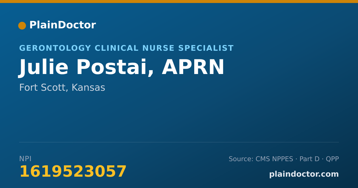 Shareable card for Julie Postai, APRN - Gerontology Clinical Nurse Specialist, Fort Scott, KS