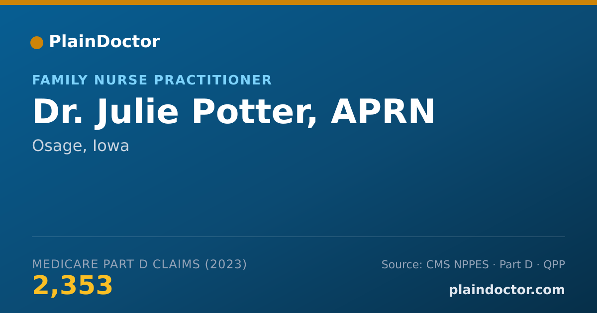 Shareable card for Julie Potter, APRN - Family Nurse Practitioner, Osage, IA