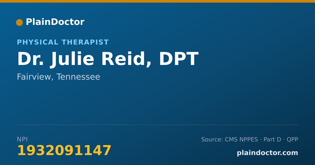 Shareable card for Julie Reid, DPT - Physical Therapist, Fairview, TN