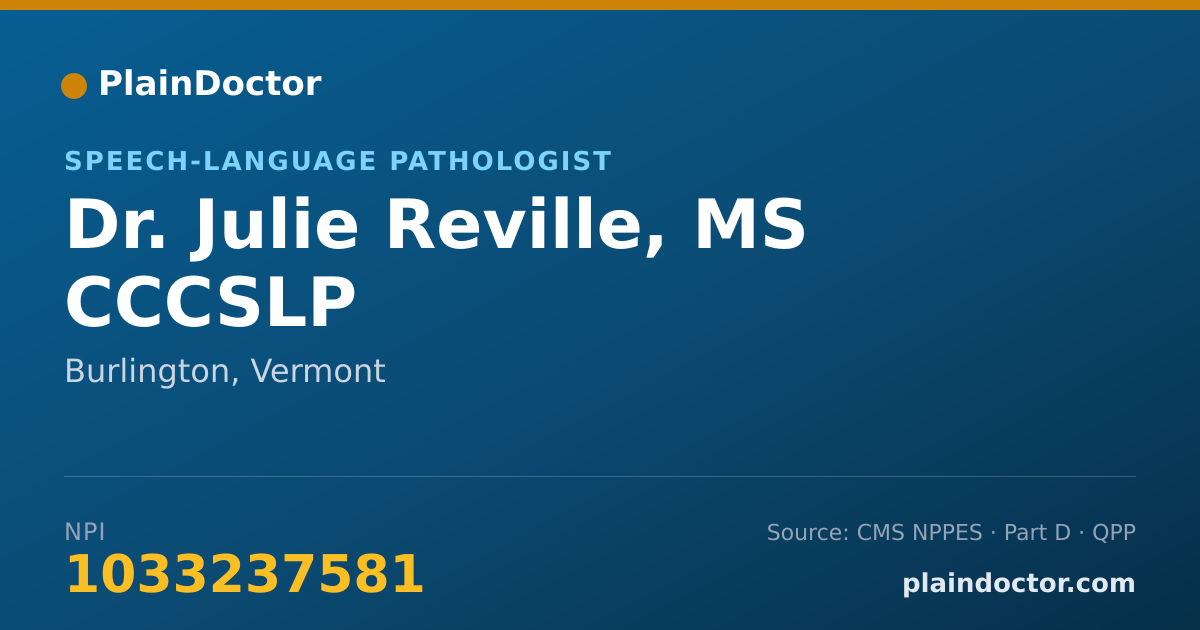 Shareable card for Julie Reville, MS CCCSLP - Speech-Language Pathologist, Burlington, VT