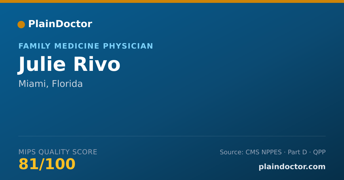 Shareable card for Julie Rivo - Family Medicine Physician, Miami, FL