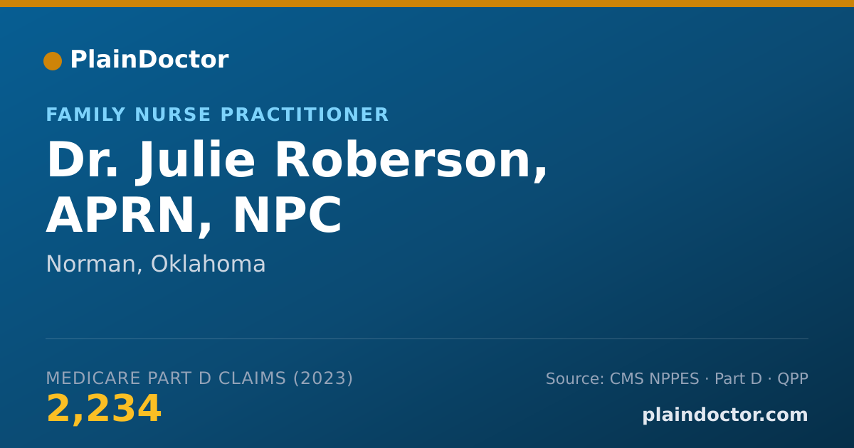 Shareable card for Julie Roberson, APRN, NPC - Family Nurse Practitioner, Norman, OK