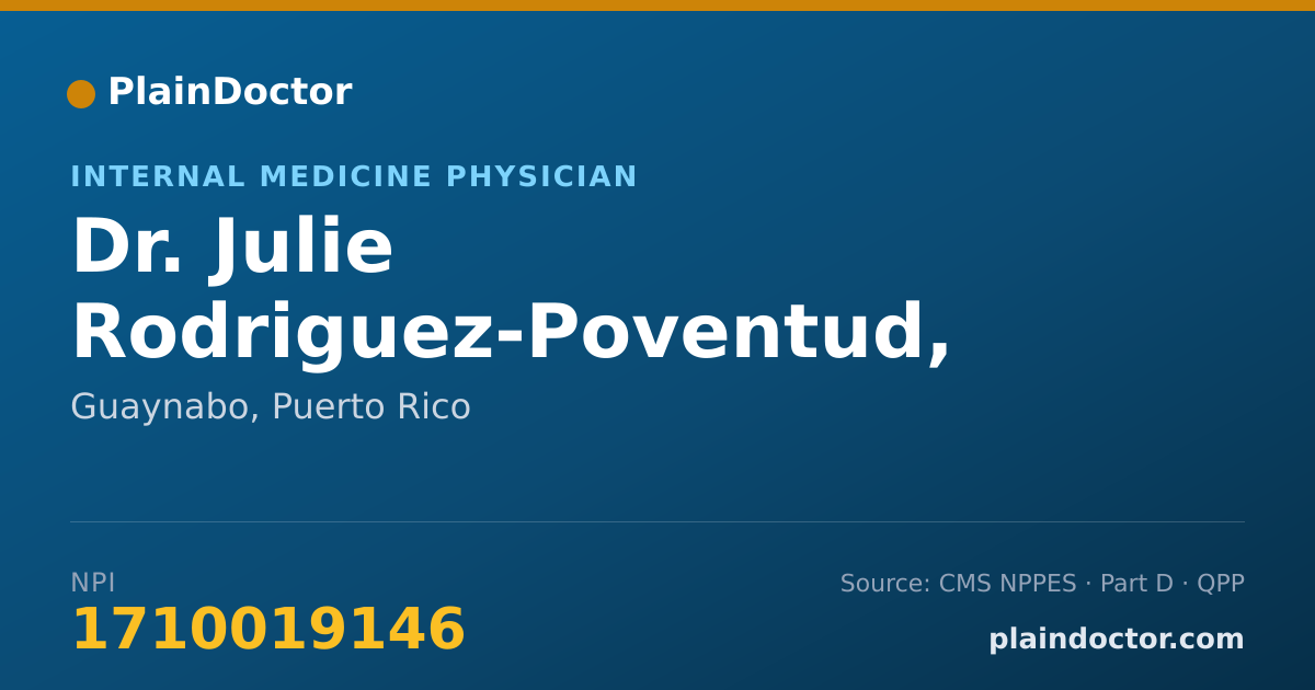 Shareable card for Julie Rodriguez-Poventud, M.D. - Internal Medicine Physician, Guaynabo, PR