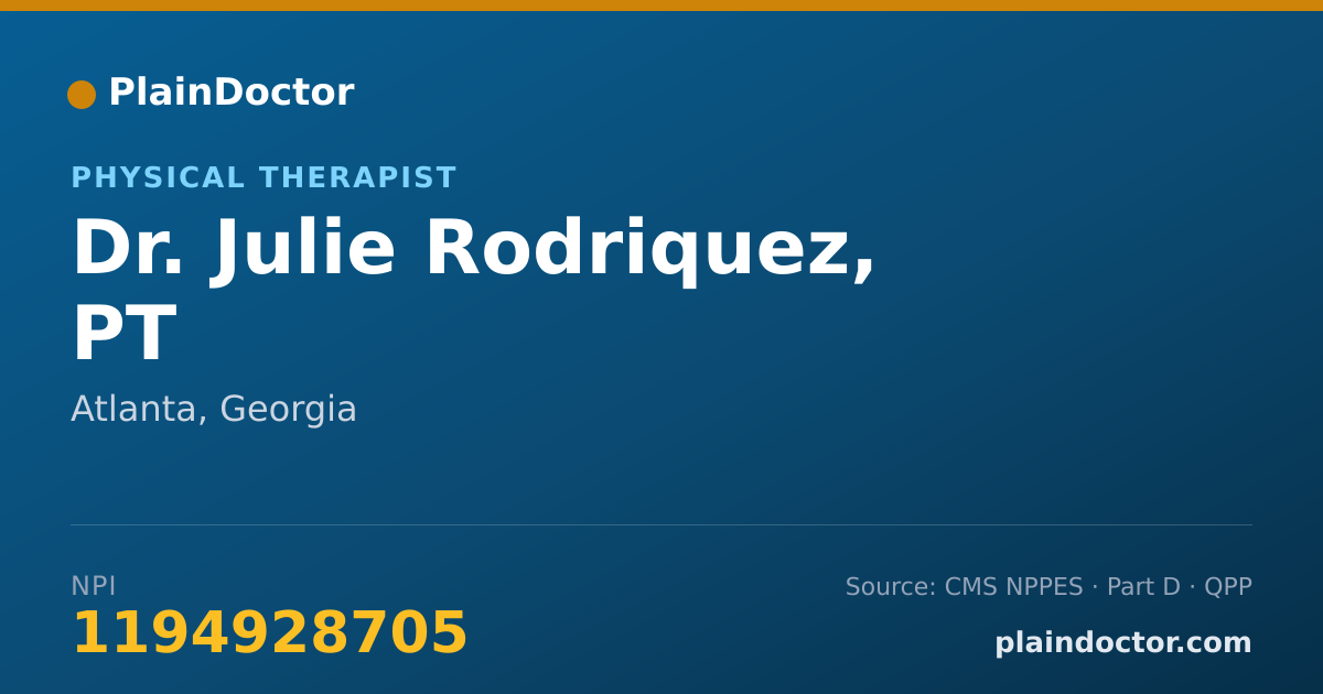 Shareable card for Julie Rodriquez, PT - Physical Therapist, Atlanta, GA