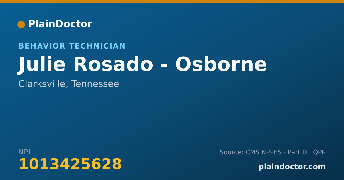 Shareable card for Julie Rosado - Osborne - Behavior Technician, Clarksville, TN