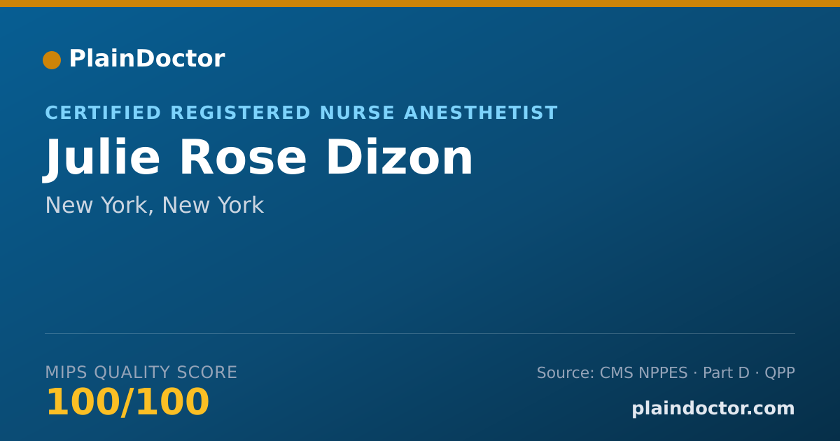 Shareable card for Julie Rose Dizon - Certified Registered Nurse Anesthetist, New York, NY