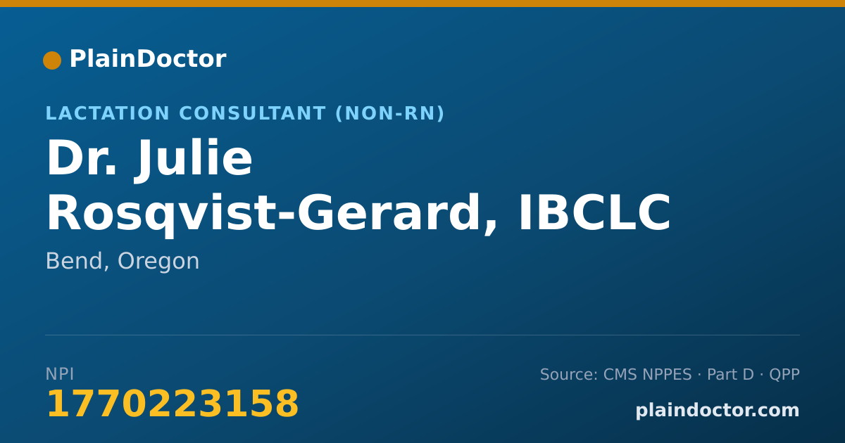 Shareable card for Julie Rosqvist-Gerard, IBCLC - Lactation Consultant (Non-RN), Bend, OR