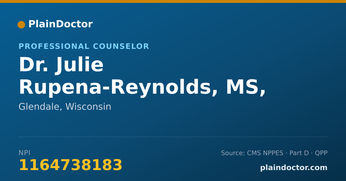 Shareable card for Julie Rupena-Reynolds, MS, LPC - Professional Counselor, Glendale, WI