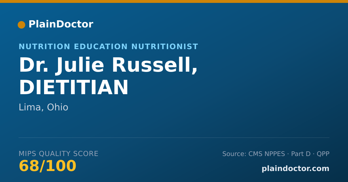 Shareable card for Julie Russell, DIETITIAN - Nutrition Education Nutritionist, Lima, OH
