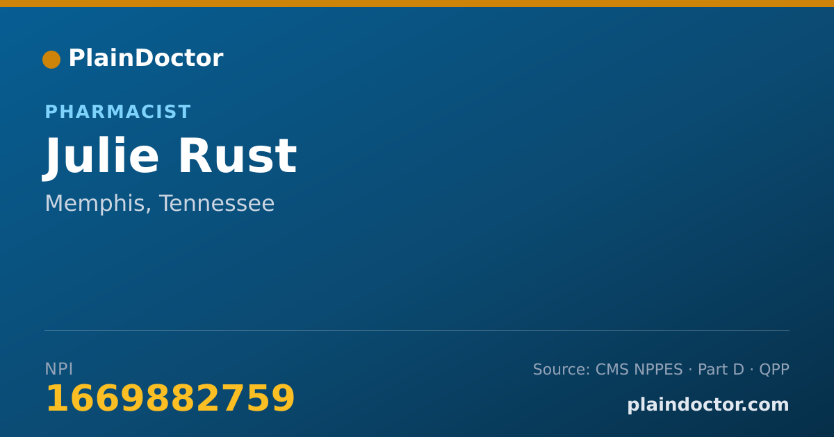 Shareable card for Julie Rust - Pharmacist, Memphis, TN