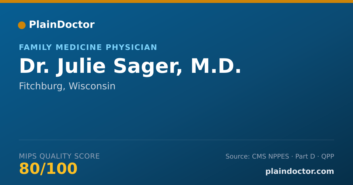 Shareable card for Julie Sager, M.D. - Family Medicine Physician, Fitchburg, WI