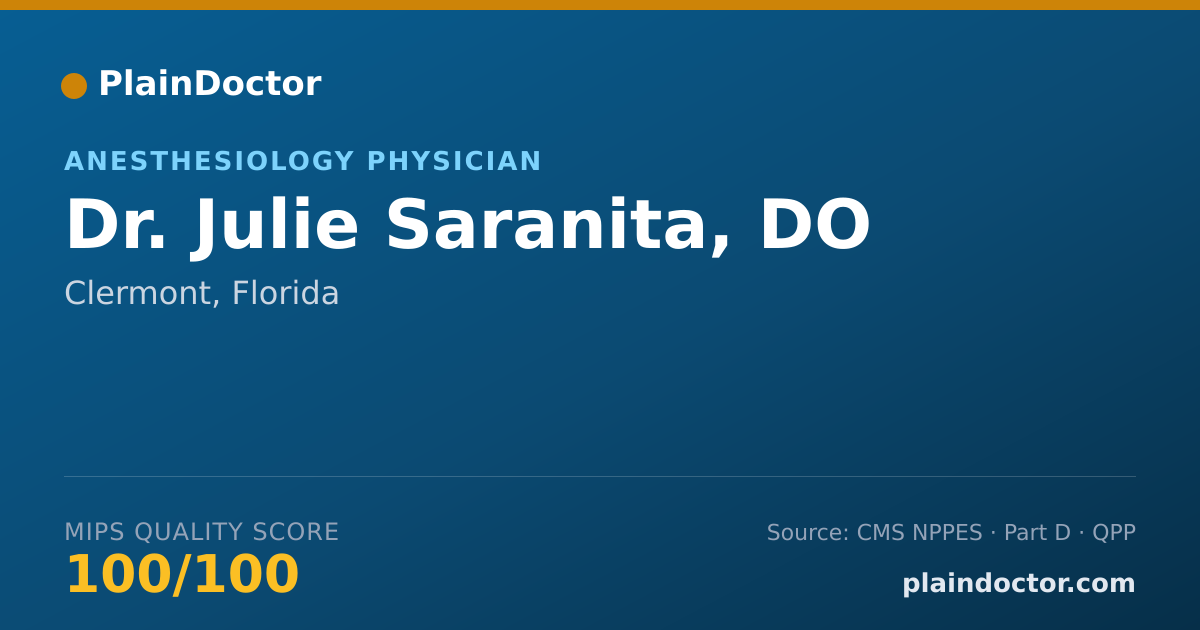 Shareable card for Julie Saranita, DO - Anesthesiology Physician, Clermont, FL
