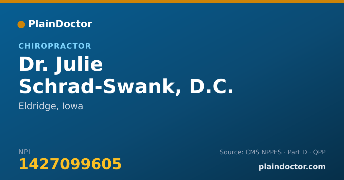 Shareable card for Julie Schrad-Swank, D.C. - Chiropractor, Eldridge, IA
