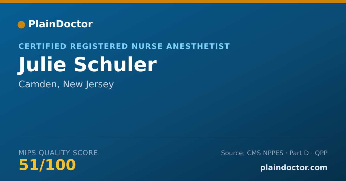 Shareable card for Julie Schuler - Certified Registered Nurse Anesthetist, Camden, NJ