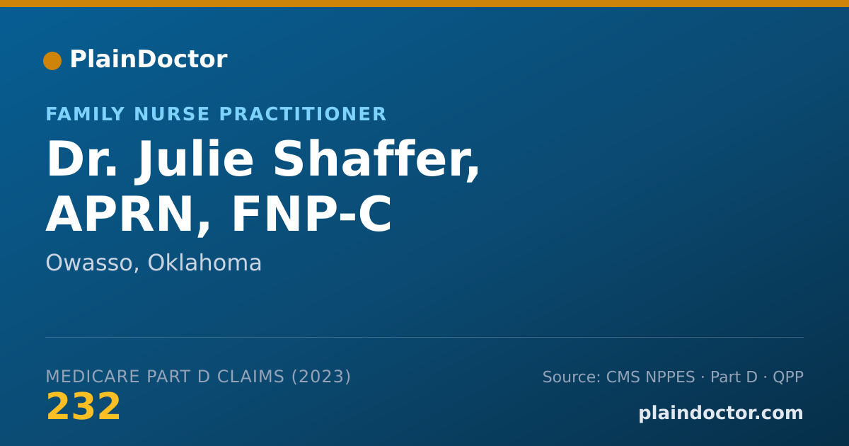 Shareable card for Julie Shaffer, APRN, FNP-C - Family Nurse Practitioner, Owasso, OK