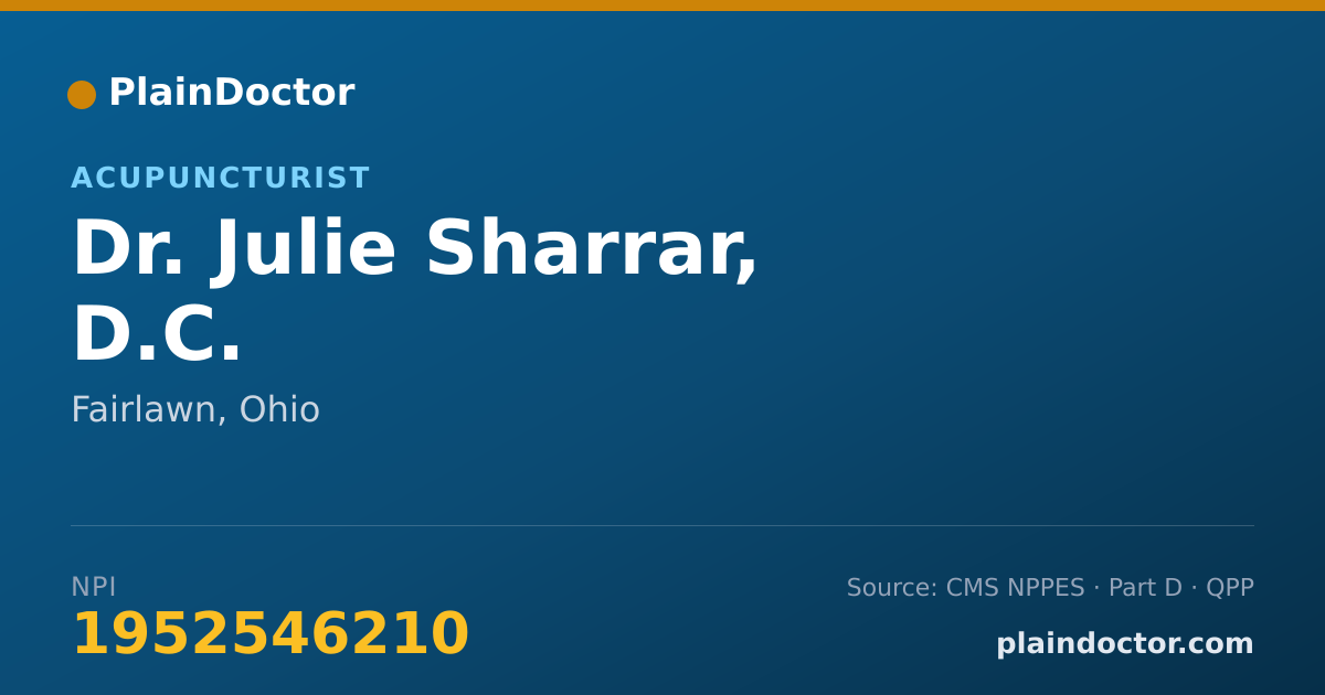 Shareable card for Julie Sharrar, D.C. - Acupuncturist, Fairlawn, OH