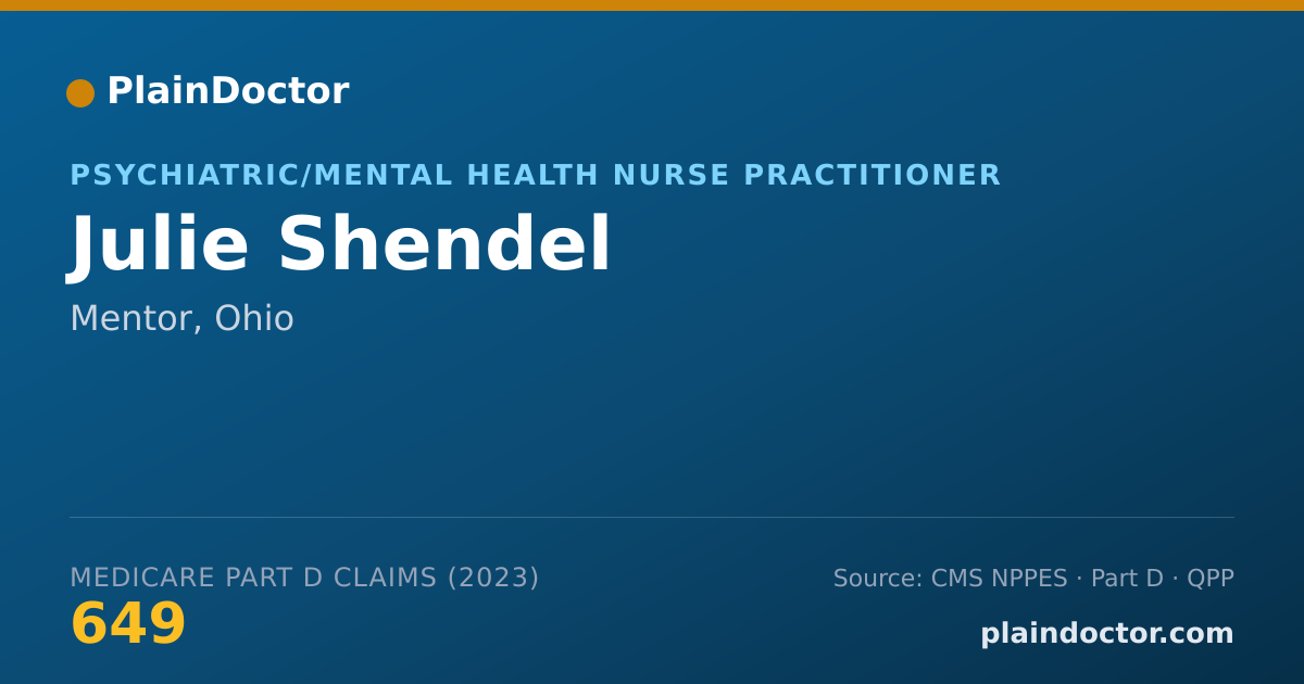 Shareable card for Julie Shendel - Psychiatric/Mental Health Nurse Practitioner, Mentor, OH