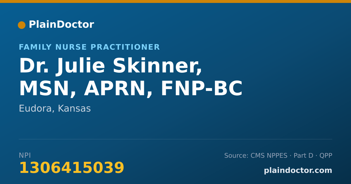 Shareable card for Julie Skinner, MSN, APRN, FNP-BC - Family Nurse Practitioner, Eudora, KS