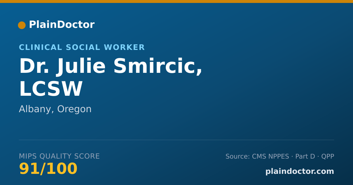 Shareable card for Julie Smircic, LCSW - Clinical Social Worker, Albany, OR