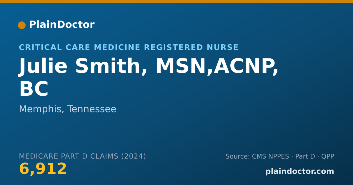 Shareable card for Julie Smith, MSN,ACNP, BC - Critical Care Medicine Registered Nurse, Memphis, TN