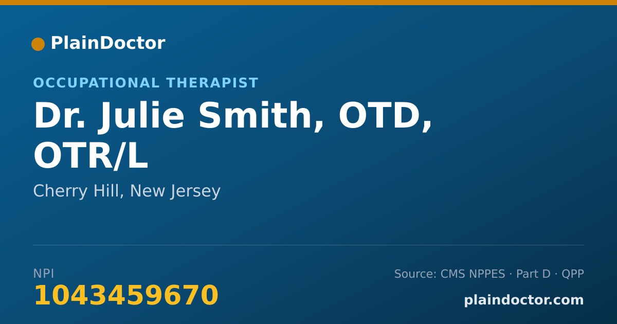 Shareable card for Julie Smith, OTD, OTR/L - Occupational Therapist, Cherry Hill, NJ