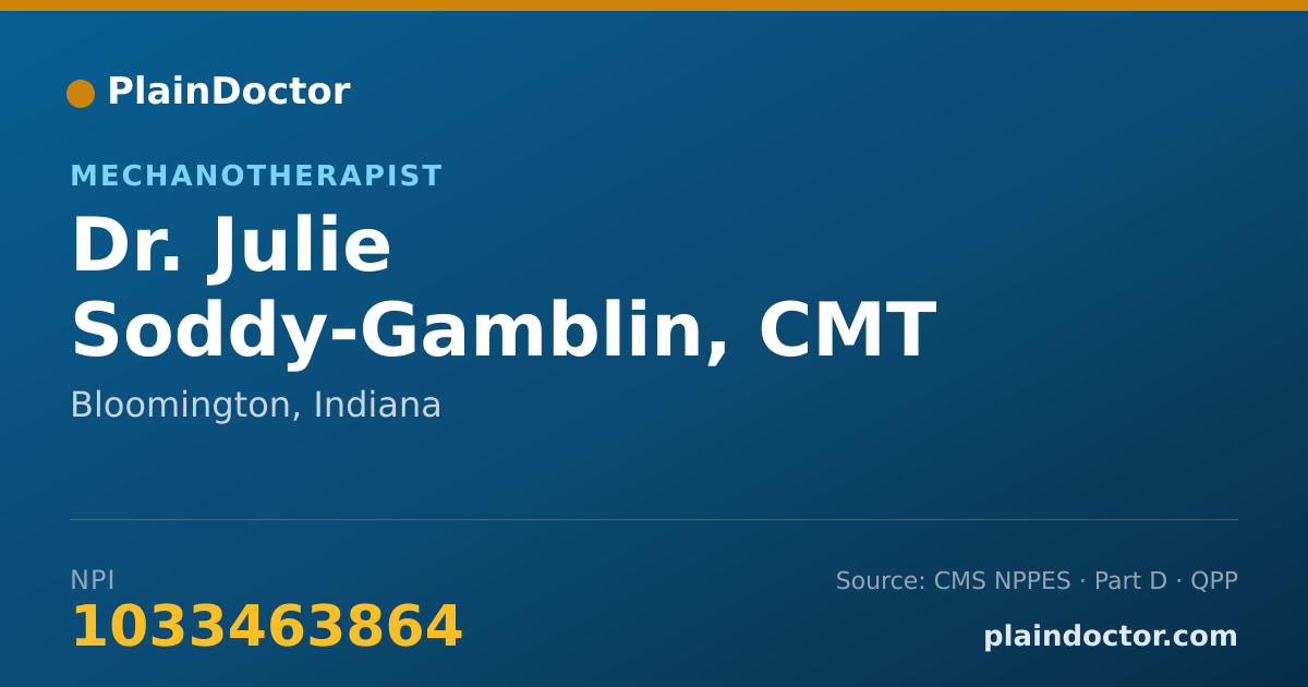 Shareable card for Julie Soddy-Gamblin, CMT - Mechanotherapist, Bloomington, IN