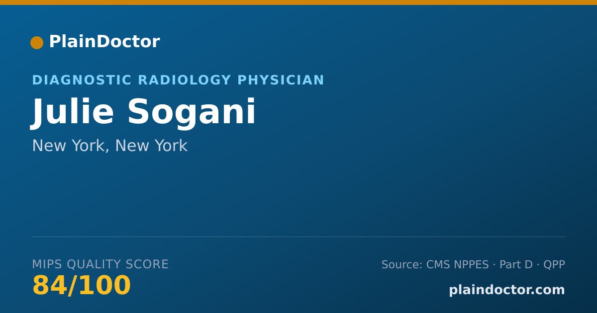 Shareable card for Julie Sogani - Diagnostic Radiology Physician, New York, NY