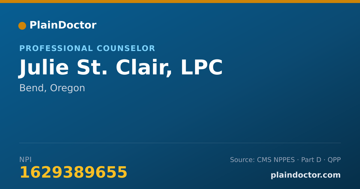 Shareable card for Julie St. Clair, LPC - Professional Counselor, Bend, OR