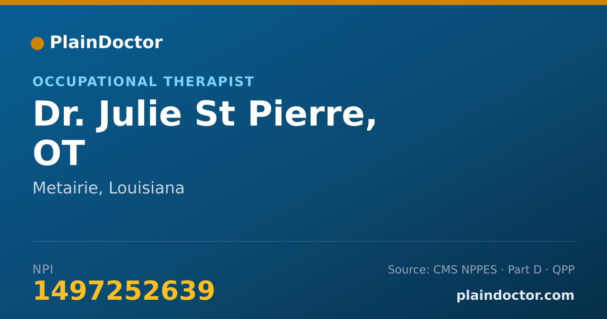 Shareable card for Julie St Pierre, OT - Occupational Therapist, Metairie, LA