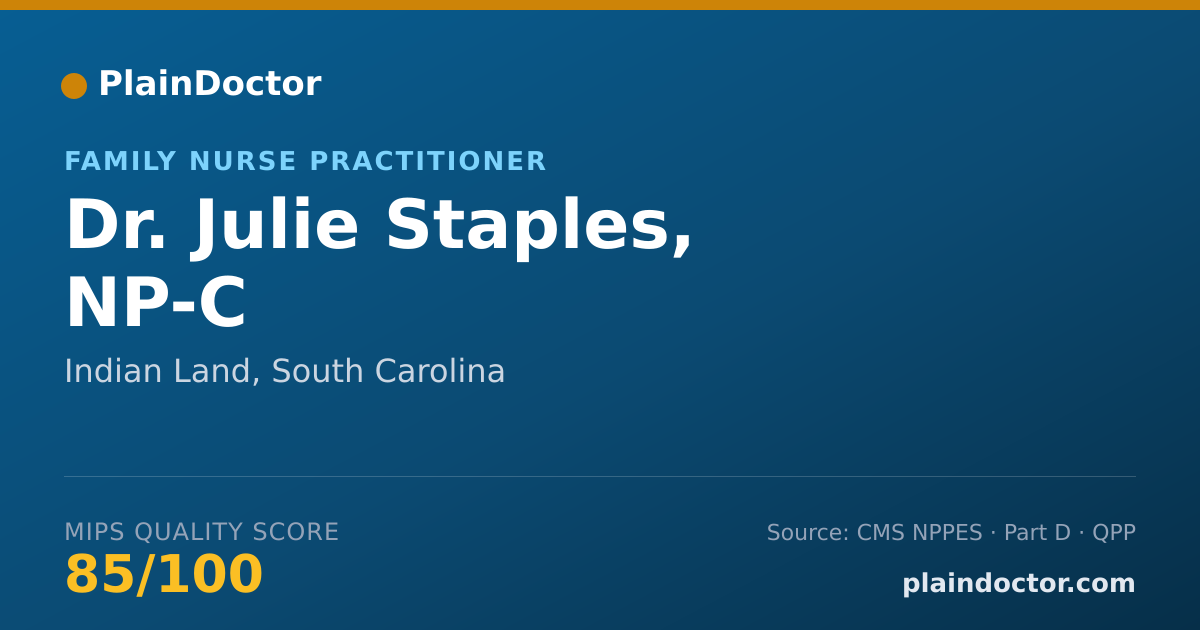 Shareable card for Julie Staples, NP-C - Family Nurse Practitioner, Indian Land, SC