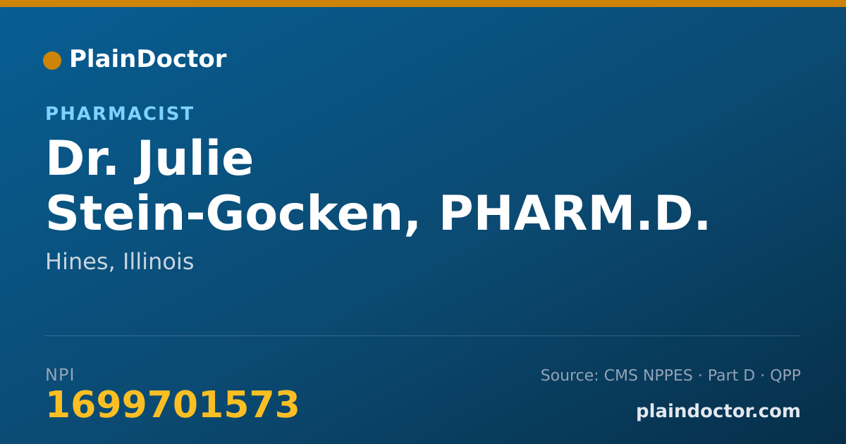 Shareable card for Julie Stein-Gocken, PHARM.D. - Pharmacist, Hines, IL