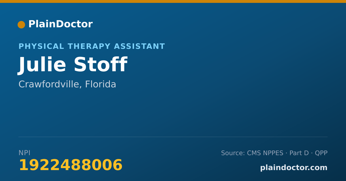 Shareable card for Julie Stoff - Physical Therapy Assistant, Crawfordville, FL