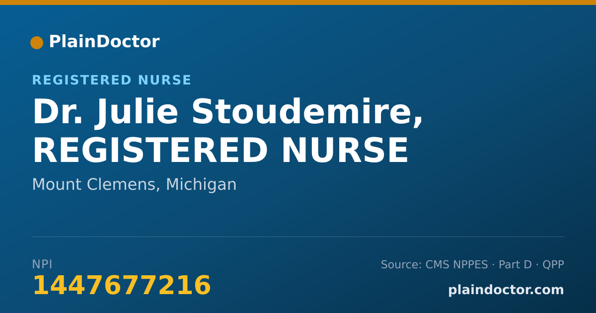 Shareable card for Julie Stoudemire, REGISTERED NURSE - Registered Nurse, Mount Clemens, MI