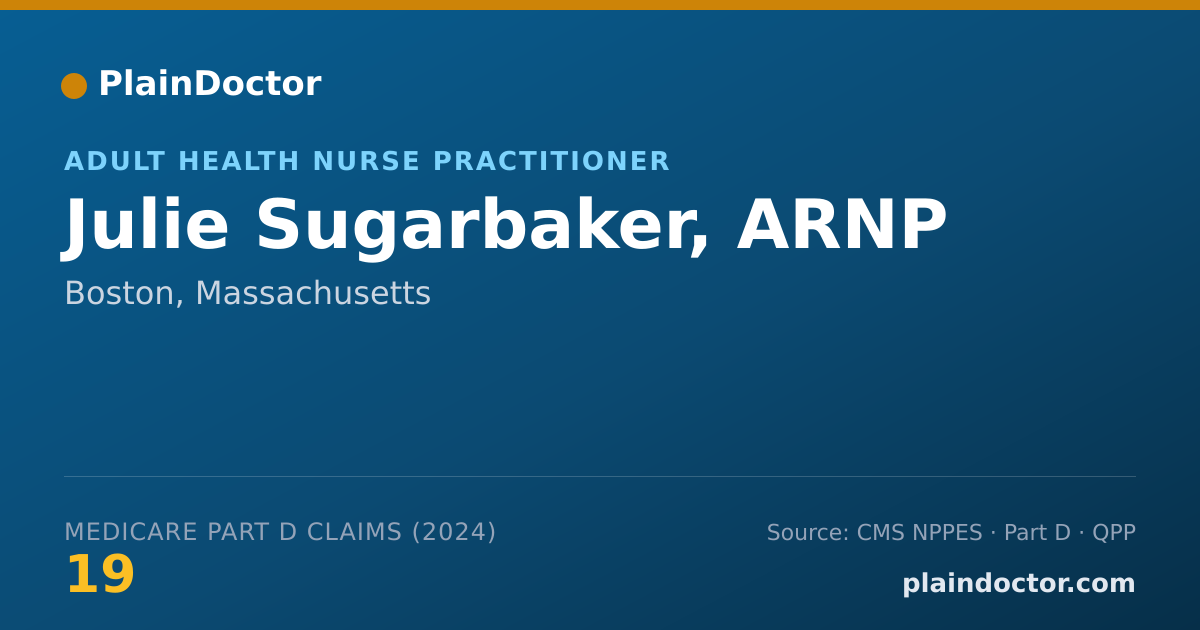 Shareable card for Julie Sugarbaker, ARNP - Adult Health Nurse Practitioner, Boston, MA
