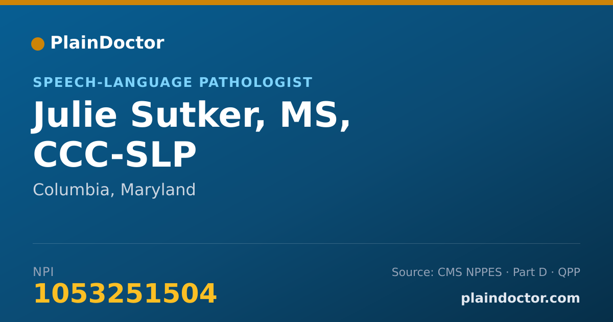 Shareable card for Julie Sutker, MS, CCC-SLP - Speech-Language Pathologist, Columbia, MD