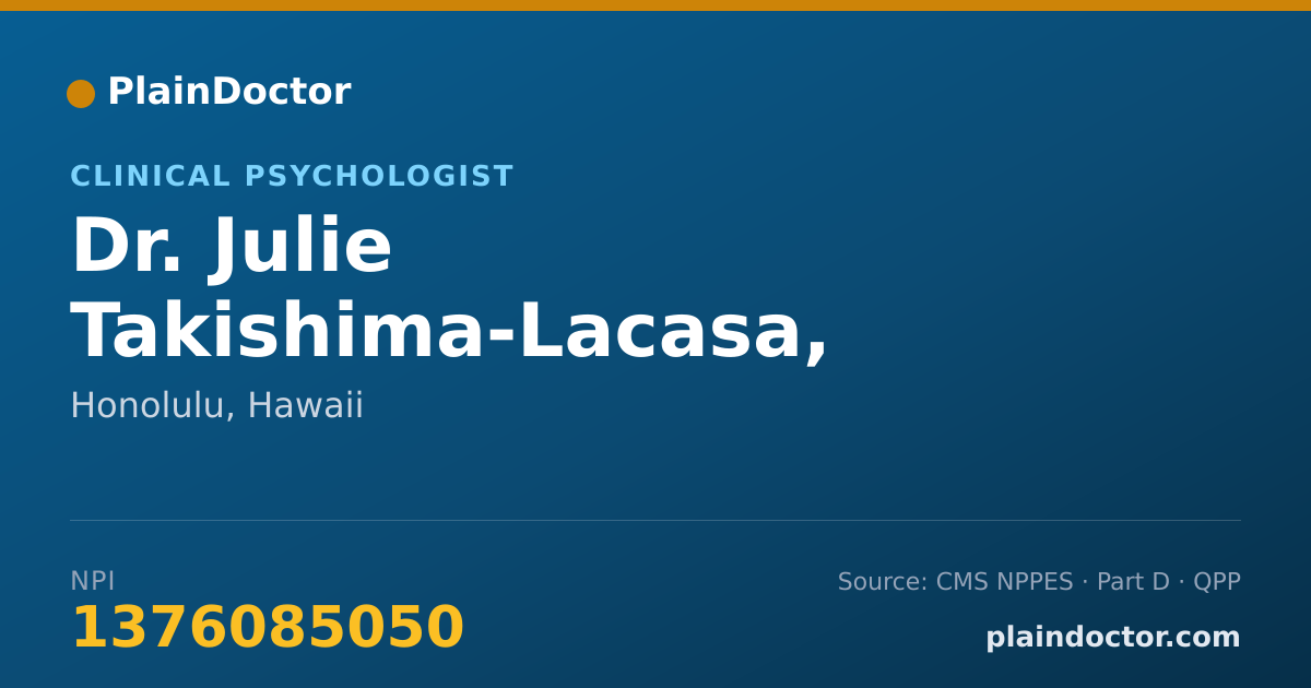 Shareable card for Julie Takishima-Lacasa, PH.D. - Clinical Psychologist, Honolulu, HI