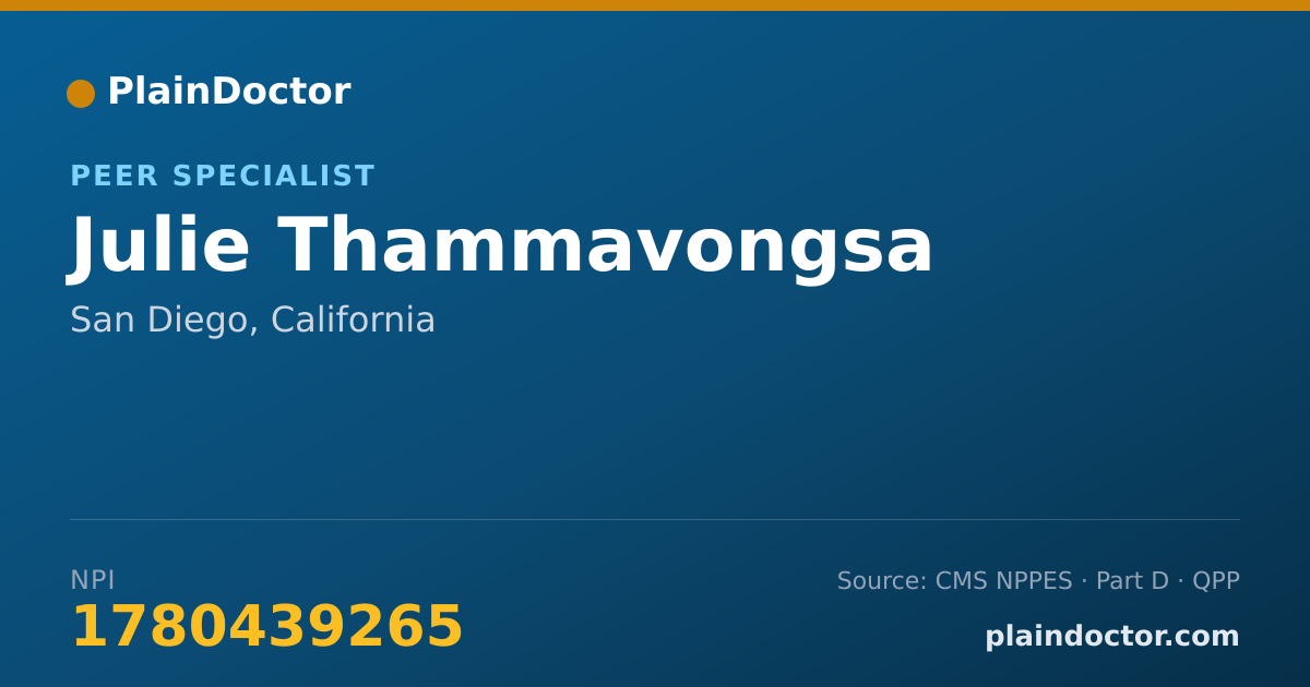 Shareable card for Julie Thammavongsa - Peer Specialist, San Diego, CA