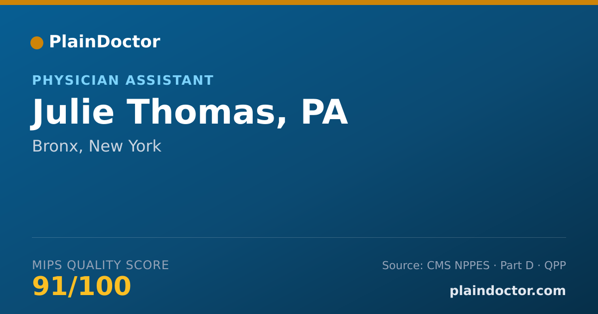 Shareable card for Julie Thomas, PA - Physician Assistant, Bronx, NY