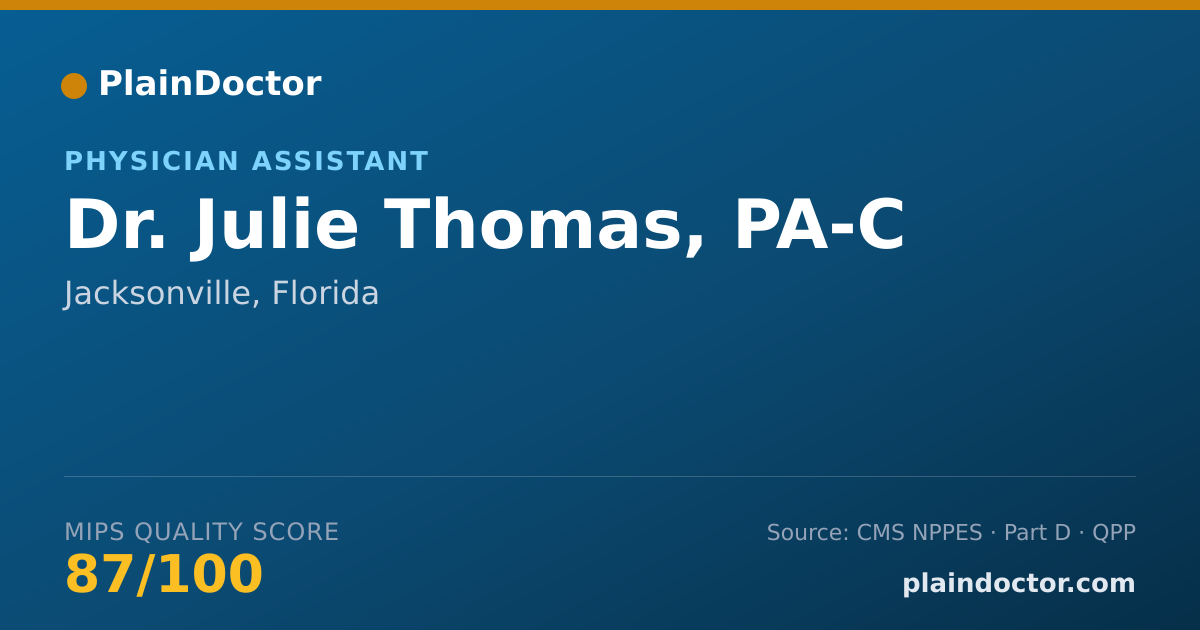 Shareable card for Julie Thomas, PA-C - Physician Assistant, Jacksonville, FL