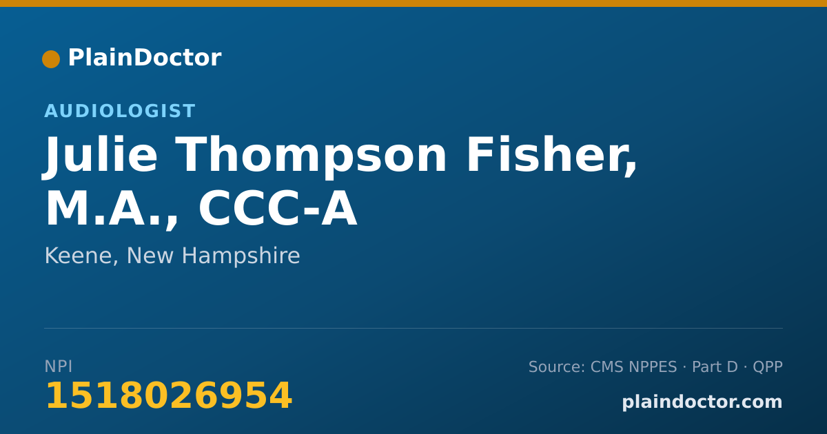 Shareable card for Julie Thompson Fisher, M.A., CCC-A - Audiologist, Keene, NH