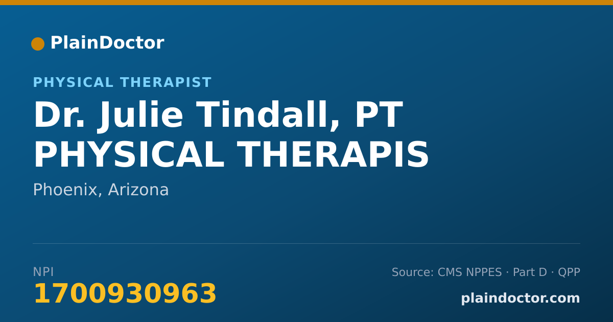Shareable card for Julie Tindall, PT PHYSICAL THERAPIS - Physical Therapist, Phoenix, AZ
