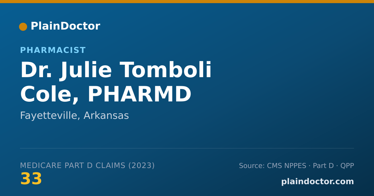 Shareable card for Julie Tomboli Cole, PHARMD - Pharmacist, Fayetteville, AR