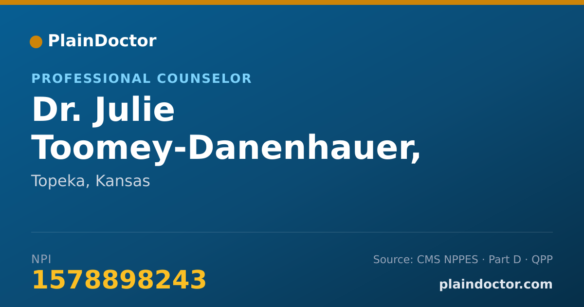 Shareable card for Julie Toomey-Danenhauer, MS,LCPC,LCAC - Professional Counselor, Topeka, KS